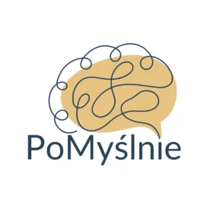 Chmura symbolizująca dialog połączona z linią tworzącą kształt mózgu. Ośrodek terapii i pomocy psychologicznej PoMyślnie poprzez terapeutyczną rozmowę i dialog pomaga rozwiązywać problemy klientów
